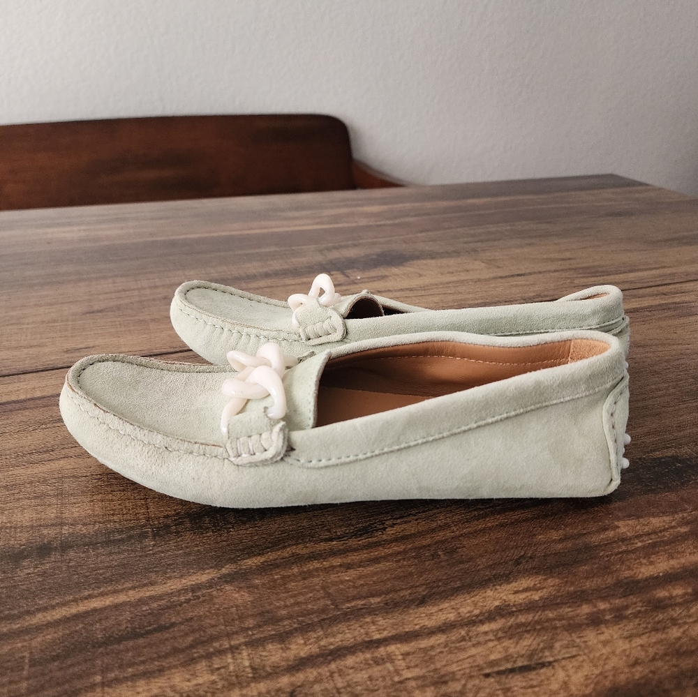 Bobbies Loafers Suede Moccasins 39 8.5 Seafoam Green Driving Shoes